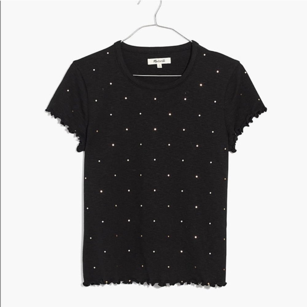 Madewell Black Short Sleeve Tee with gold dots